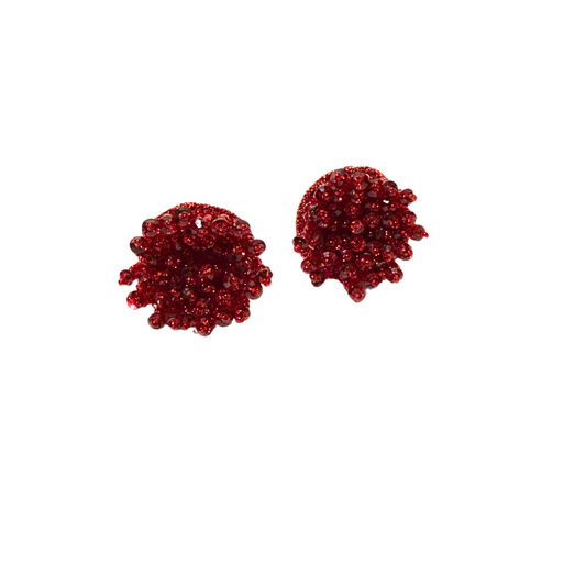 Berry Merlot Beaded Stud Earrings