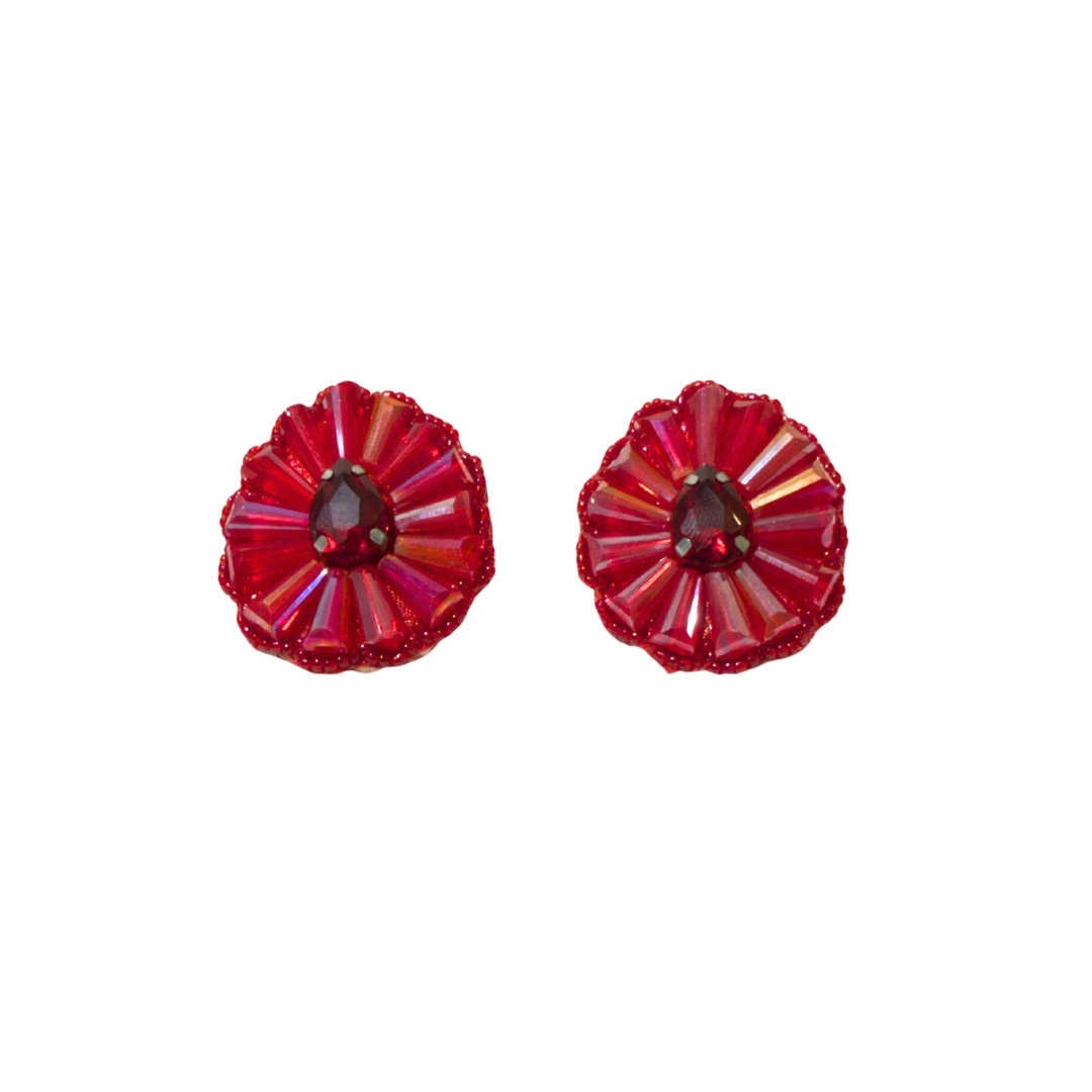 Rosette Jia Crystal Flower Stud Earrings