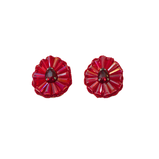 Rosette Jia Crystal Flower Stud Earrings