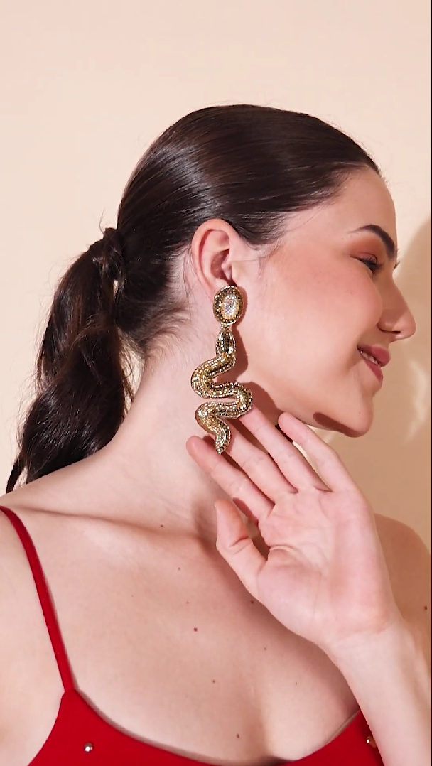 Medusa Nagini Statement Snake Earrings